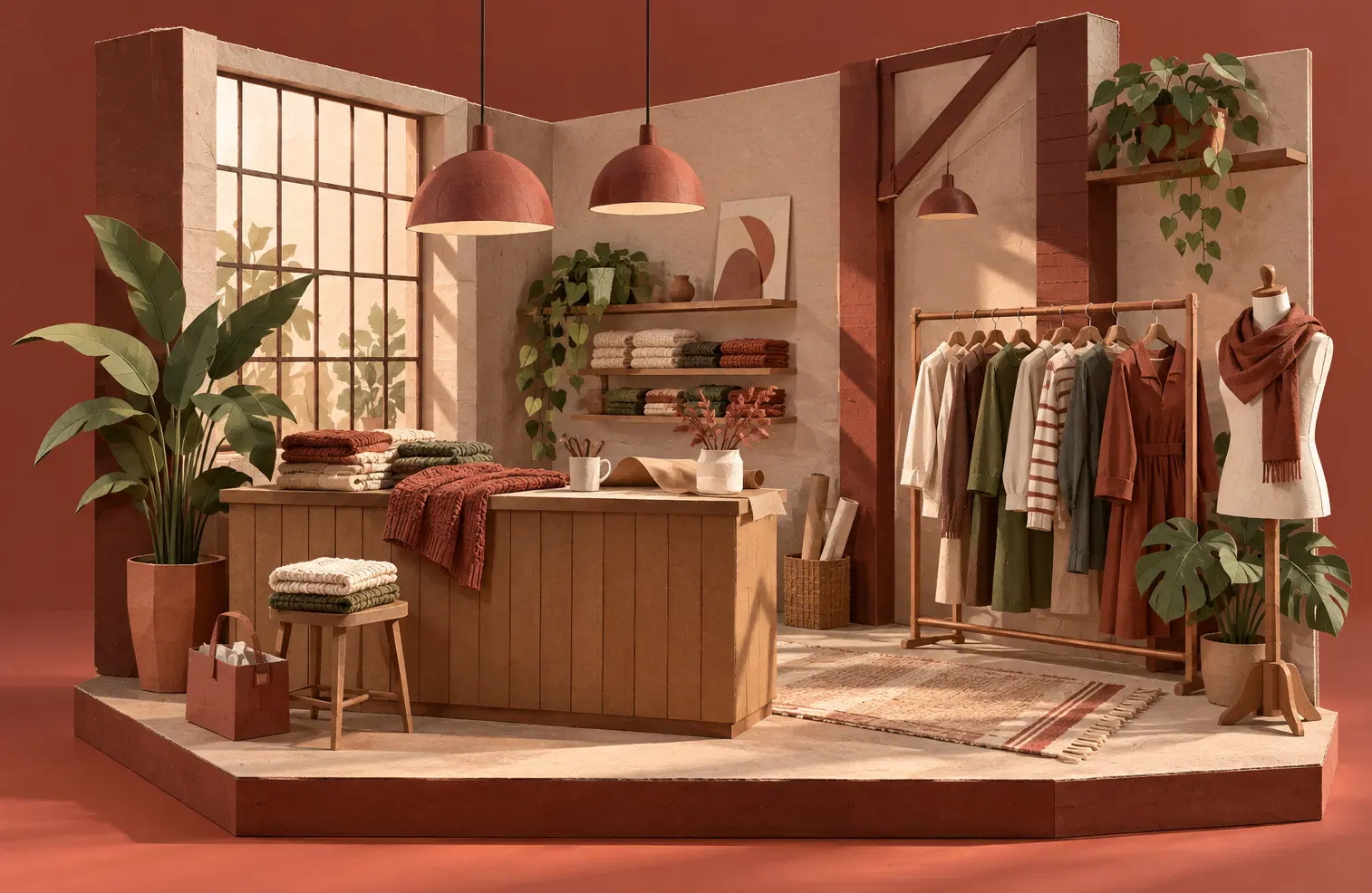 Illustration of apparel retailers and their working space